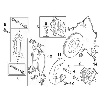 Ford OE - Front Suspension - Brake Components (2 Piston Calipers, 17" Rotor)