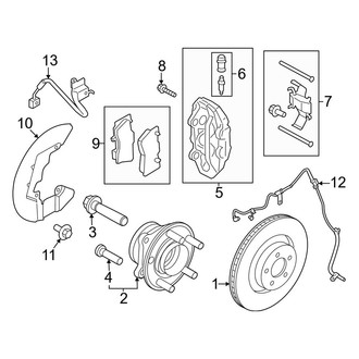 Ford OE - Front Suspension - Brake Components (4-Piston Calipers, 18" Rotor)