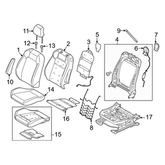 Ford OE - Seats & Tracks - Passenger Seat Components (W/O Vented Seats, W/O Recaro), (Dark Horse / EcoBoost / EcoBoost Premium / GT / GT Premium Coupe)