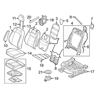 Ford OE - Seats & Tracks - Passenger Seat Components (With Vented Seat, W/O Recaro), (Dark Horse / EcoBoost / EcoBoost Premium / GT / GT Premium Coupe)