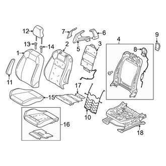 Ford OE - Seats & Tracks - Passenger Seat Components (W/O Vented Seats, W/O Recaro), (Convertible)