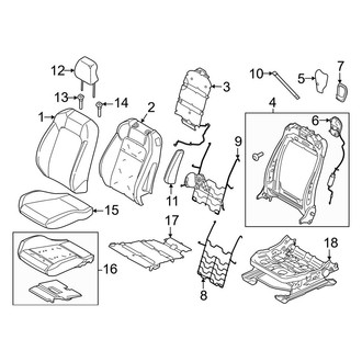 Ford OE - Seats & Tracks - Driver Seat Components (W/O Vented Seats, W/O Recaro), (Dark Horse / EcoBoost / EcoBoost Premium / GT / GT Premium Coupe)
