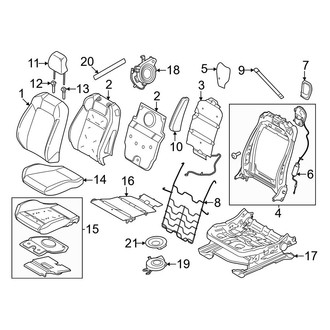 Ford OE - Seats & Tracks - Driver Seat Components (With Vented Seats, W/O Recaro), (Dark Horse / EcoBoost / EcoBoost Premium / GT / GT Premium Coupe)