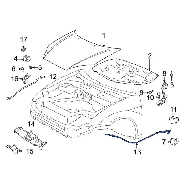 Ford OE YS4Z16916AA Front Hood Release Cable