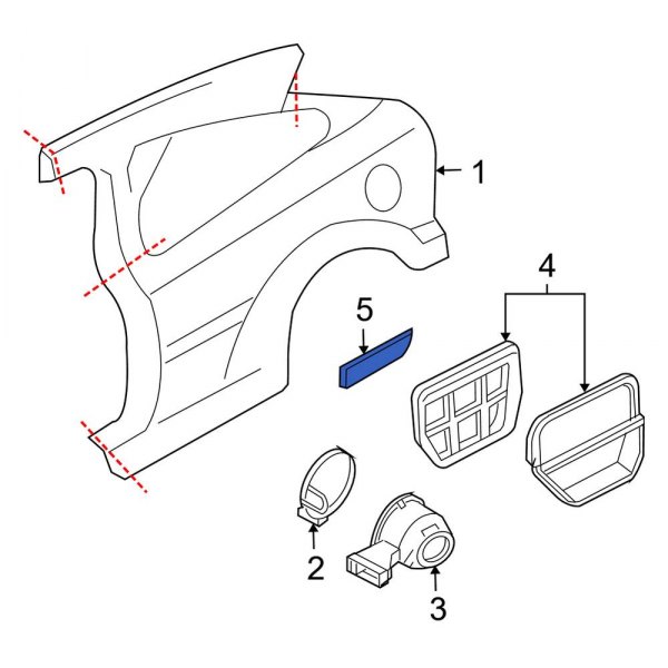 Ford OE 5S4Z6129077AAPTM Rear Left Body Trim Molding