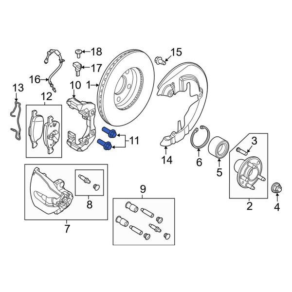 Ford OE W714753S442 Disc Brake Caliper Anchor Plate Bolt