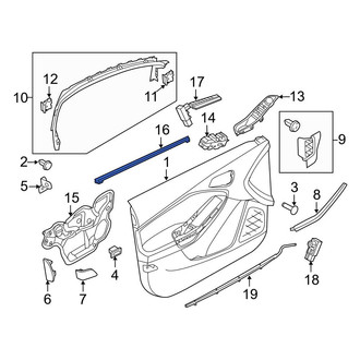 Ford OE - Front Left Inner Door Window Belt Weatherstrip