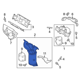 Ford OE - Left Catalytic Converter with Integrated Exhaust Manifold