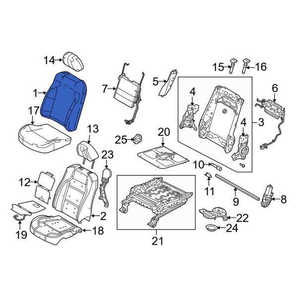 Ford Oe Dg1z5464417ha Front Left Seat Back Cushion Cover 