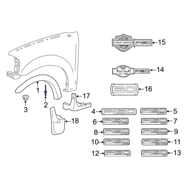 Wheel Arch Molding Rivet