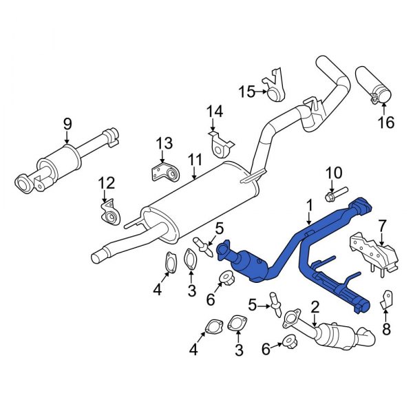 Ford OE BL3Z5E212F - Right Catalytic Converter