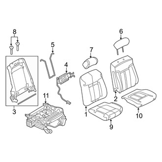 Ford OE - Seats & Tracks - Front Seat Components (40/20/40, W/O Armrest, Outer Seat Split Bench), (FX2 / FX4 / Harley-Davidson Edition / King Ranch / Lariat / Platinum / STX / XL / XLT)