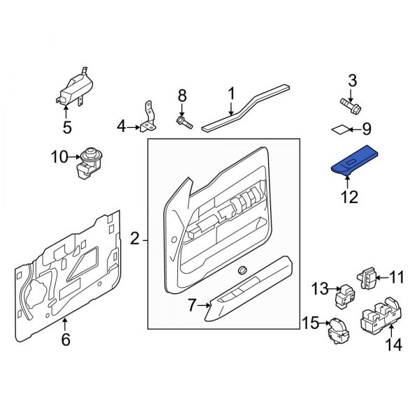 Ford OE 9L3Z14527EA Front Left Door Window Switch Bezel