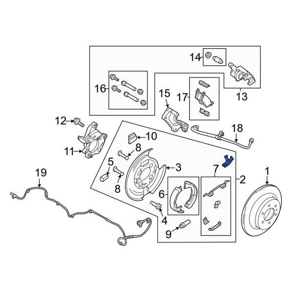 Ford OE CL3Z2210D Rear Left Parking Brake Assembly