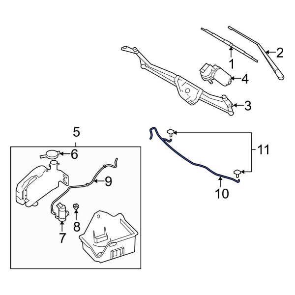 Ford OE CL3Z17K605A Front Windshield Washer Hose