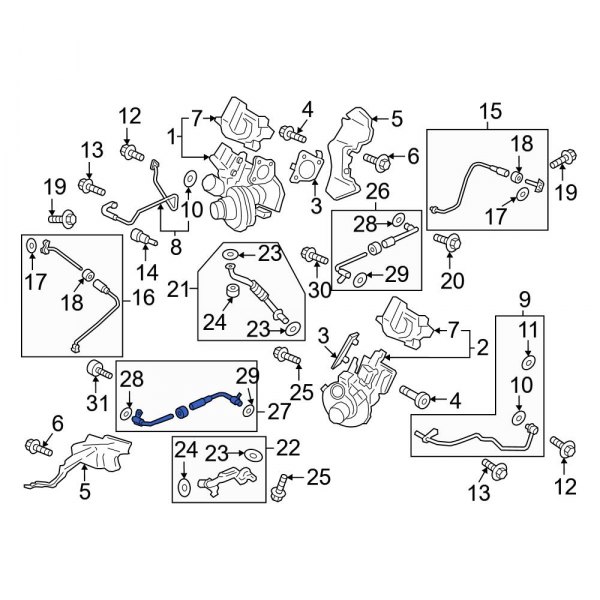 Ford OE ML3Z8K153A Left Turbocharger Coolant Line Adapter