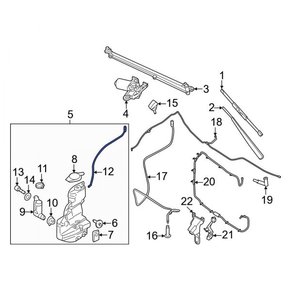 Ford OE JL3Z17A605A Front Windshield Washer Hose