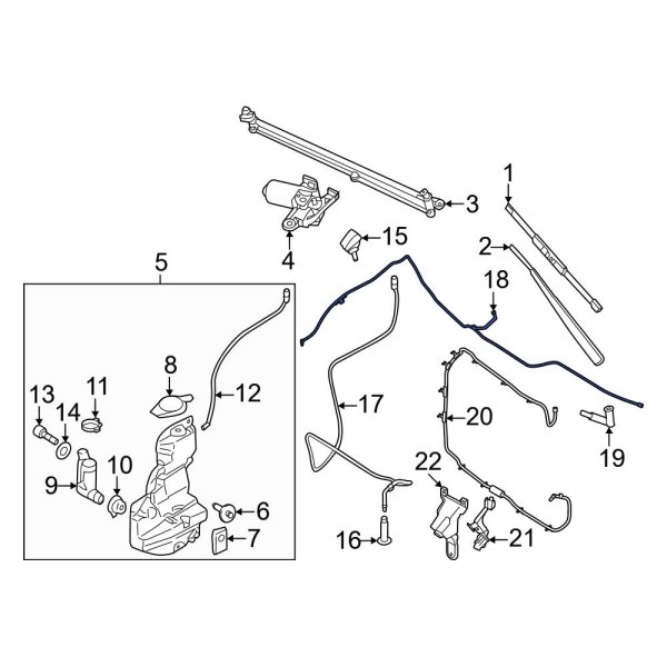 Ford OE HL3Z17A605B Front Upper Windshield Washer Hose