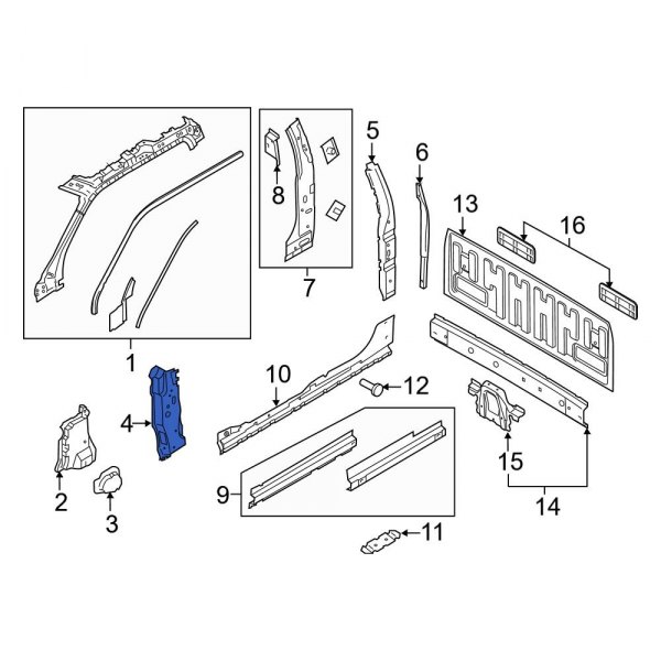 Ford OE FL3Z1602542A - Right Body A-Pillar Reinforcement