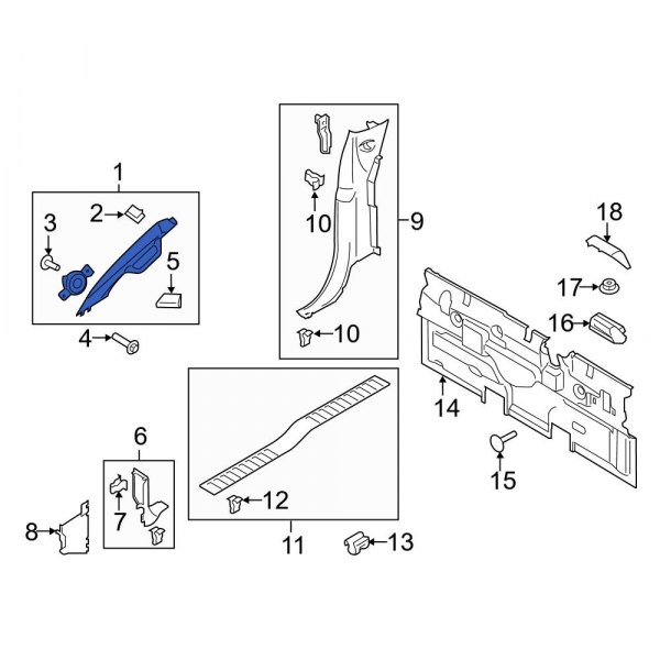 Ford OE JL3Z1503599CA - Left Body A-Pillar Trim Panel