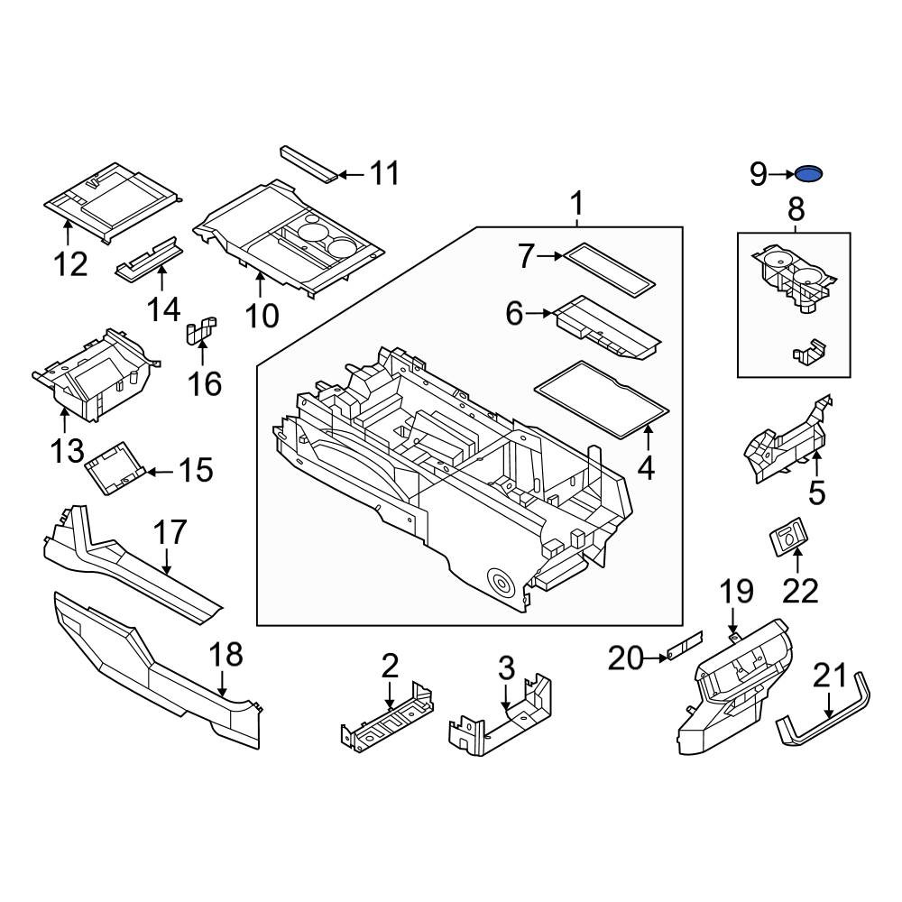 Ford OE ML3Z1513562AA - Center Console Cup Holder Bezel