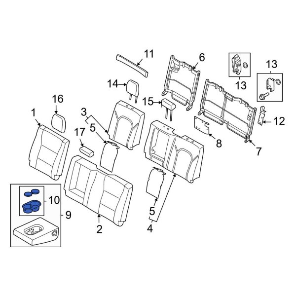 Ford OE LL3Z13564AC Rear Seat Armrest Cup Holder