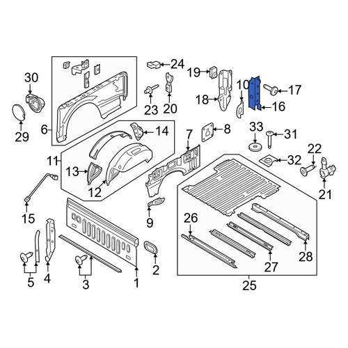 Ford OE FL3Z9941032A - Rear Right Truck Bed Panel Bracket