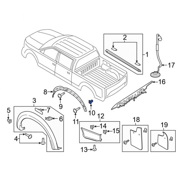 Ford OE W790215S900 - Rear Rearward Wheel Arch Flare Nut