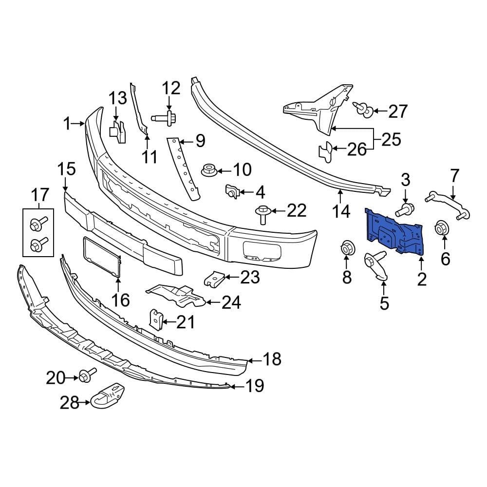 Ford OE FL3Z17B985B - Front Left Bumper Face Bar Mount