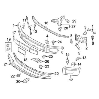 Ford OE - Front Bumper - Bumper & Components (With End Cap Molding Bumper & Mounts), (King Ranch / Lariat / Limited / Platinum / SSV / XL / XLT)