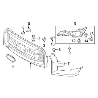 Ford OE - Grille & Components (3 Bar, With Side Vents)