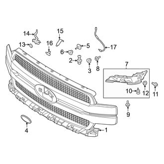 Ford OE - Grille & Components (2 Bar Grille, Type 2, With Mesh Insert), (King Ranch / Lariat / Limited / Platinum / Police Responder / SSV / XL / XLT)