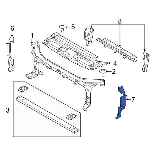 Ford OE JL3Z8311A - Front Left Radiator Support Side Panel