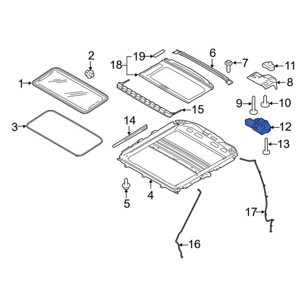 Ford OE FL3Z15790F Sunroof Motor