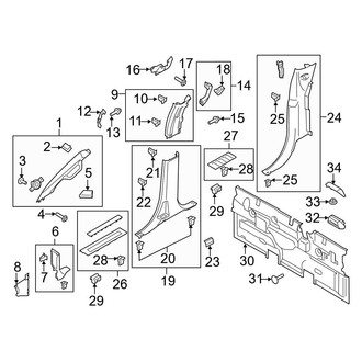Ford OE - Cab - Interior Trim (Side & Rear Trim), (King Ranch / Lariat / Limited / Platinum / Police Responder / SSV / XL / XLT SuperCrew)