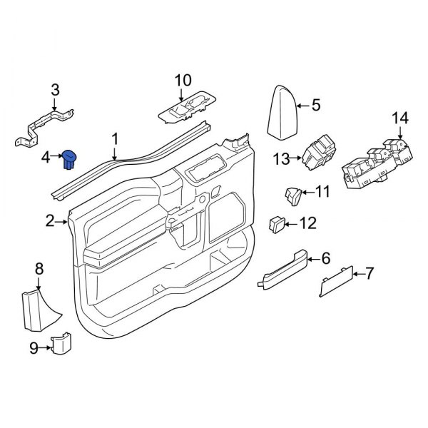 Ford OE GL3Z1521999AA Front Inner Door Lock Knob Bezel