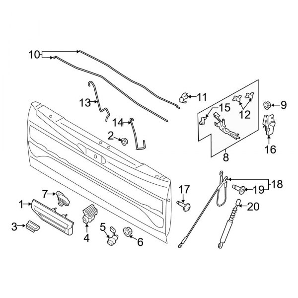 Ford OE 9L3Z5421952A Tailgate Latch Rod Clip