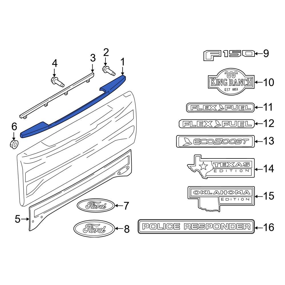 Ford OE HL3Z99425A34AA Rear Lower Tailgate Molding