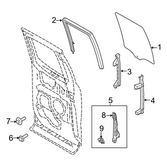 Ford OE - Rear Door - Glass & Hardware (Power Window), (SuperCab)