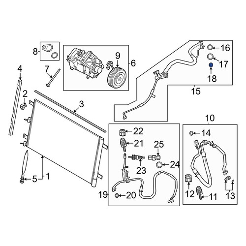 Diagram ダイアグラム ラビットファー ラクーンファー ダウンベスト 36 Ford OE DL3Z19B596B - A/C Refrigerant Line Seal Kit