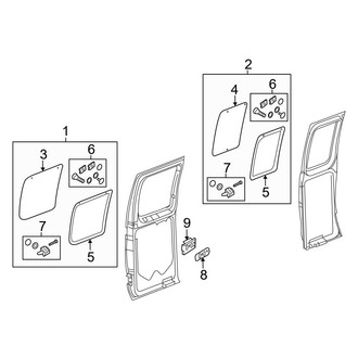 Ford OE - Side Loading Door - Glass & Hardware (Hinged Flip-Open)