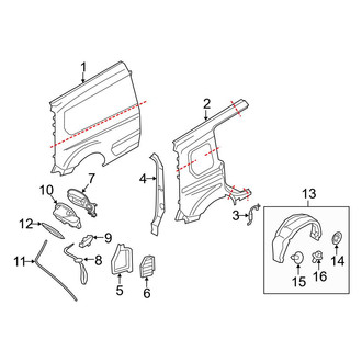 Ford OE - Side Panel & Components (Passenger Side, Van, With Short Wheelbase), (Mini Cargo Van 104.8" Wheelbase)