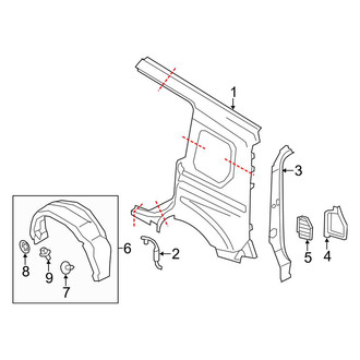 Ford OE - Side Panel & Components (Driver Side, With Short Wheelbase), (Mini Passenger Van 104.8" Wheelbase)