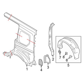 Ford OE - Side Panel & Components (Driver Side, With Long Wheelbase), (Mini Passenger Van 120.6" Wheelbase)