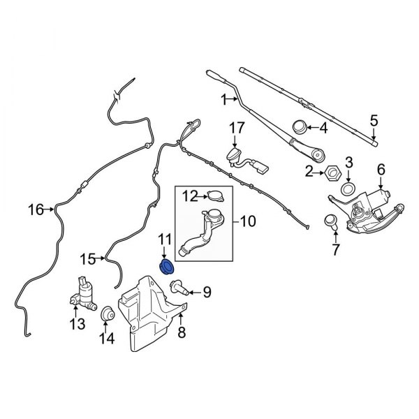 Washer Fluid Reservoir Filler Pipe Grommet