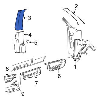 Ford OE - Right Lower Door Pillar Post Trim Set