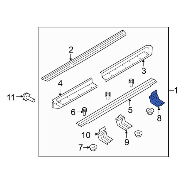 Ford OE 7L1Z16474AA Front Left Running Board Reinforcement Bracket