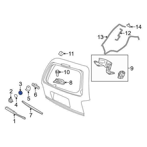 Back Glass Wiper Arm Nut