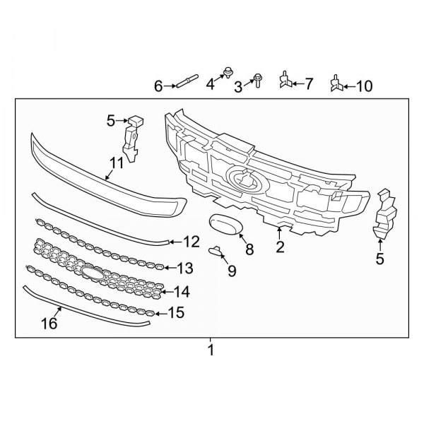 Front Bumper & Grille - Grille & Components (Satin Aluminum)