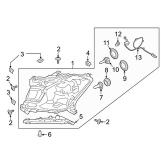 Ford OE - Front Lamps - Headlamp Components (Halogen), (Limited / Max Limited / Max SSV / Max XL / Max XLT / SSV / XL / XLT)